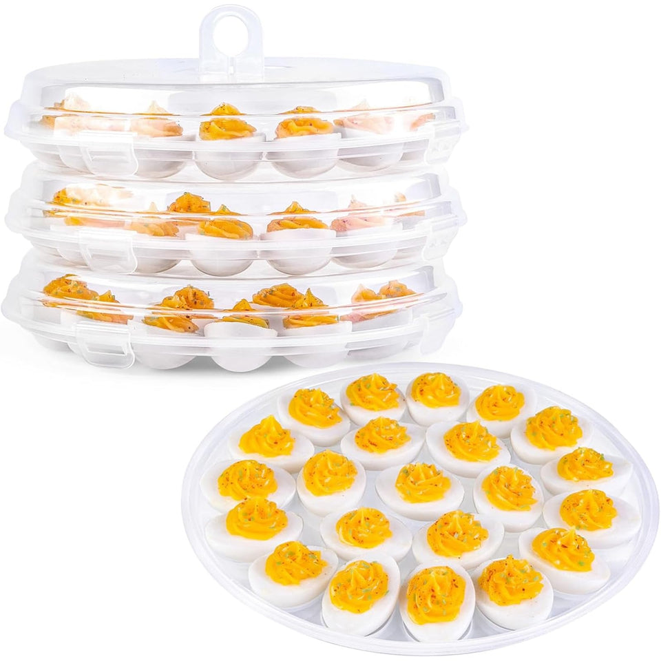 HAKSEN deviled egg tray 66-slots with clear lid for quick content identification at events