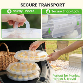 HAKSEN deviled egg tray folding handle for easy carrying to events