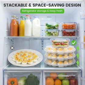HAKSEN deviled egg trays stackable design saves fridge space