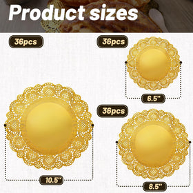 HAKSEN gold lace doilies 6-5inch closeup shows delicate pattern and sturdy texture