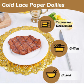 HAKSEN gold lace doilies 8-5inch desserts with elegant presentation and oil absorption