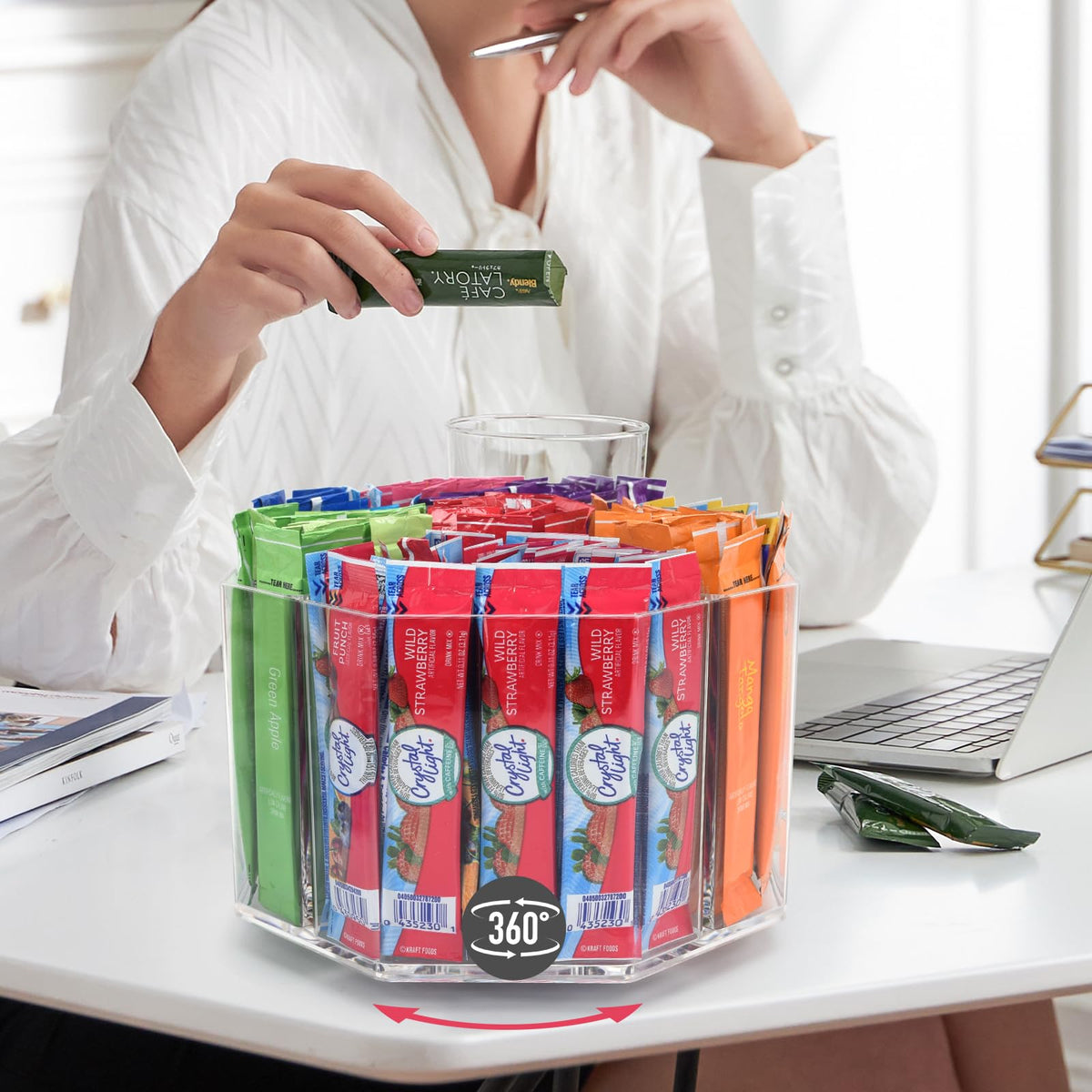 HALAGAS drink packet organizer transparent body for quick content visibility