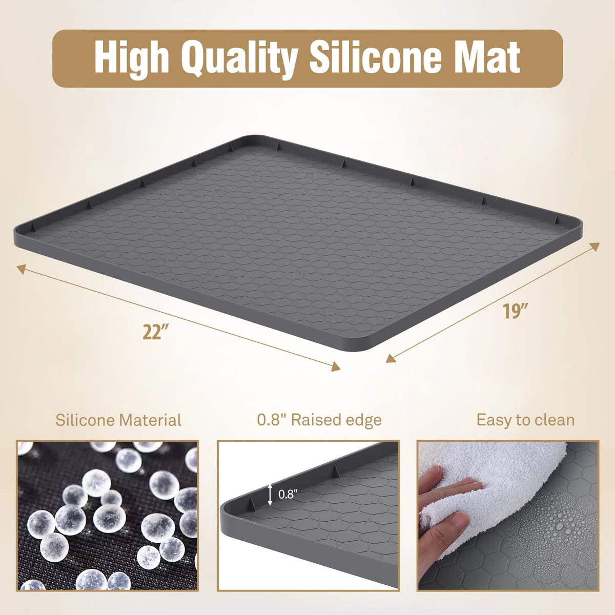 HALAGAS Water Cooler Mat raised edge gray prevents overflow and keeps area clean