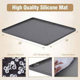 HALAGAS Water Cooler Mat raised edge gray prevents overflow and keeps area clean
