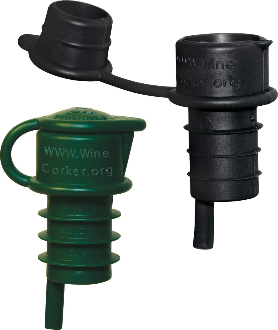 Haley's Corker 5-in-1 aerator shown delivering a smooth splash-free pour.