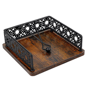 HALIAFANCY wooden napkin holder on table with rustic charm and easy access