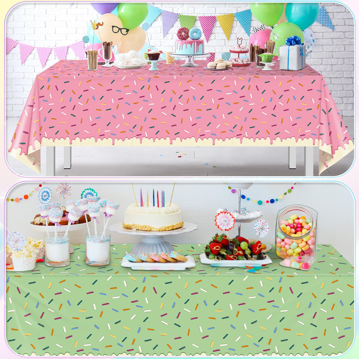 Hallswl six-pack tablecloths offer convenient color variety for party styling