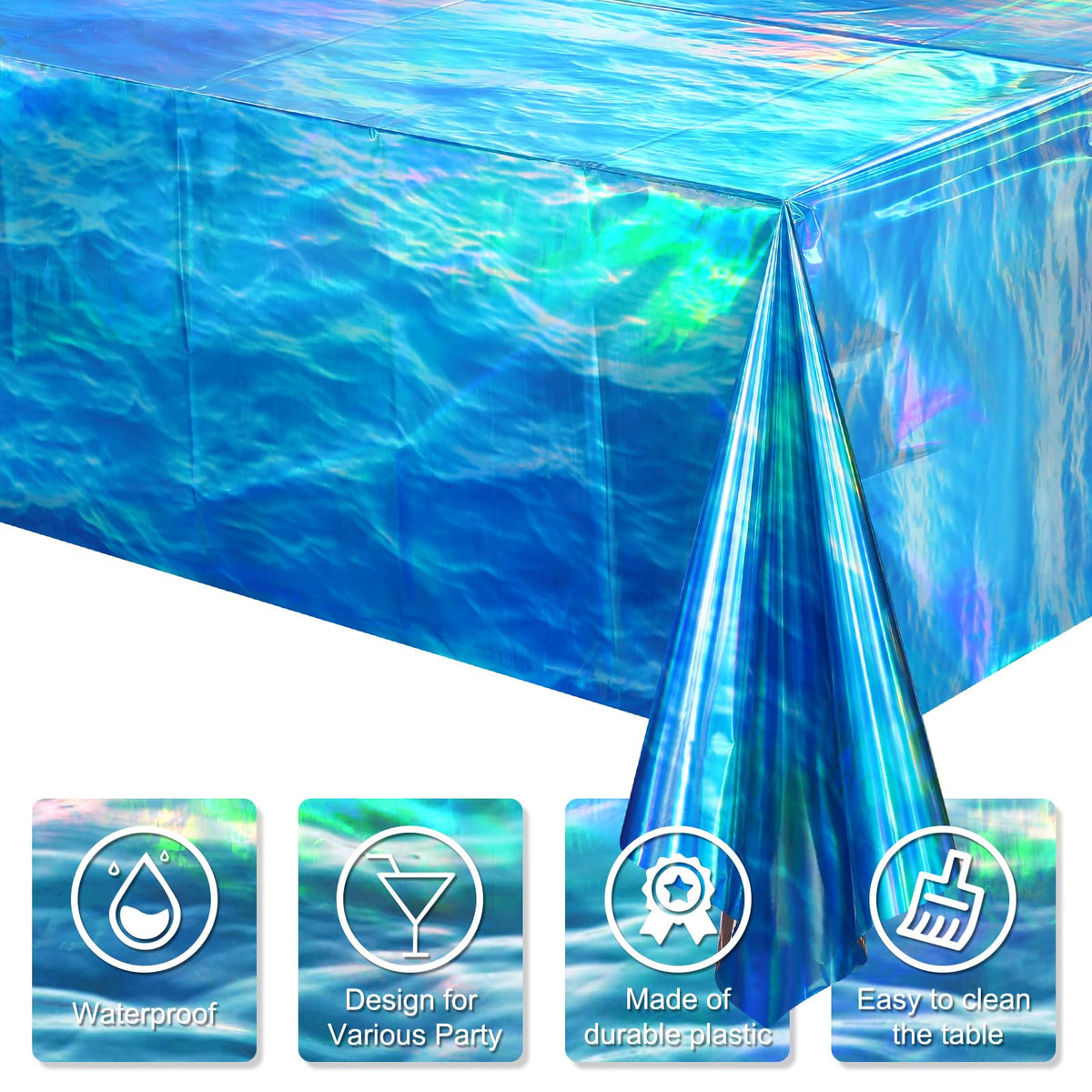 Hallswl beach party tablecloth iridescent blue protects surfaces and enhances decor