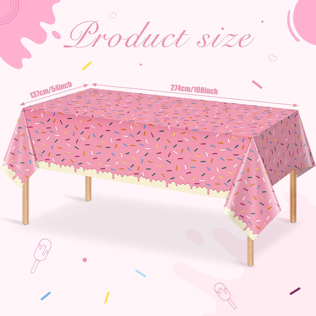 Hallswl donut theme tablecloth with sprinkles adds vibrant decor for birthday celebrations.