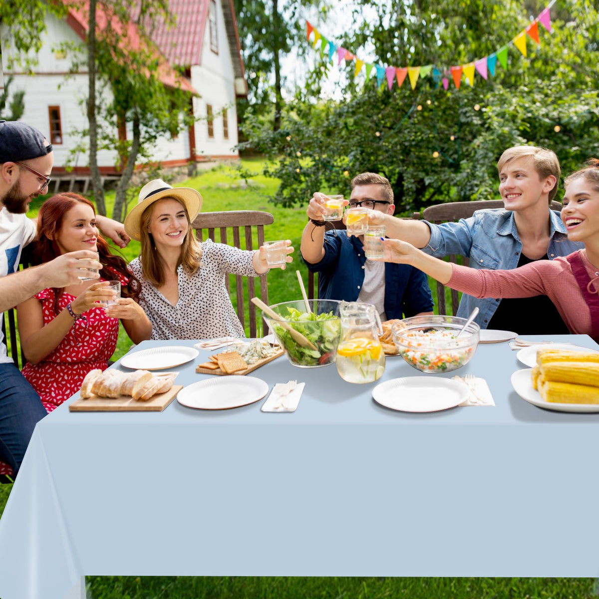 Hallswl disposable tablecloth for simple post party cleanup