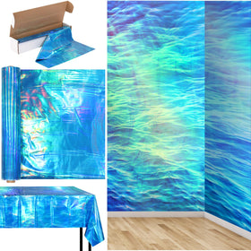 Hallswl iridescent ocean wave tablecloth roll in blue with shifting colors for striking table decor