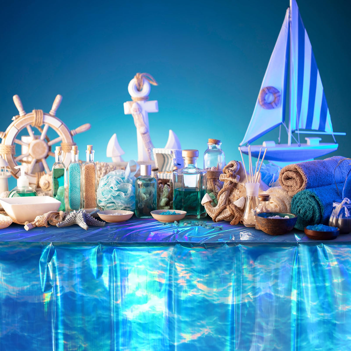 Hallswl ocean theme tablecloth decor elevating birthday and pool party tables
