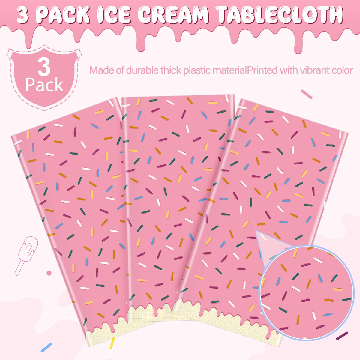 Hallswl pink sprinkle tablecloth ideal for baby show or donut grow up party.
