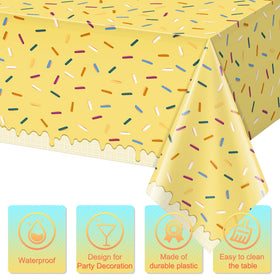 Hallswl 54x108 inch disposable tablecover provides quick cleanup after celebrations