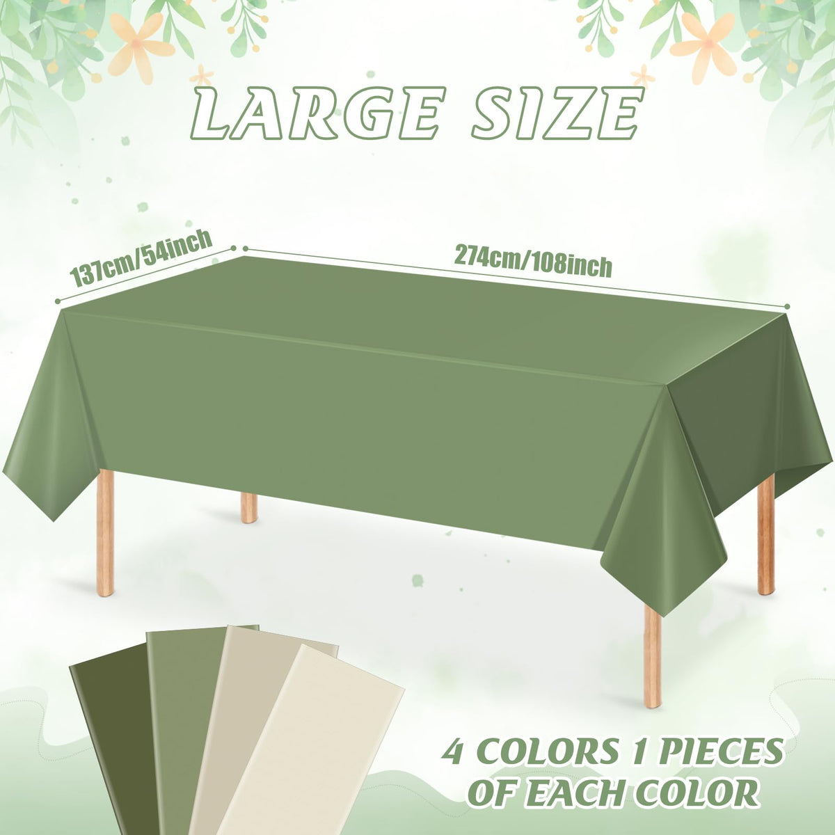 Hallswl sage green and brown plastic tablecloth, waterproof protection for forest-themed events.