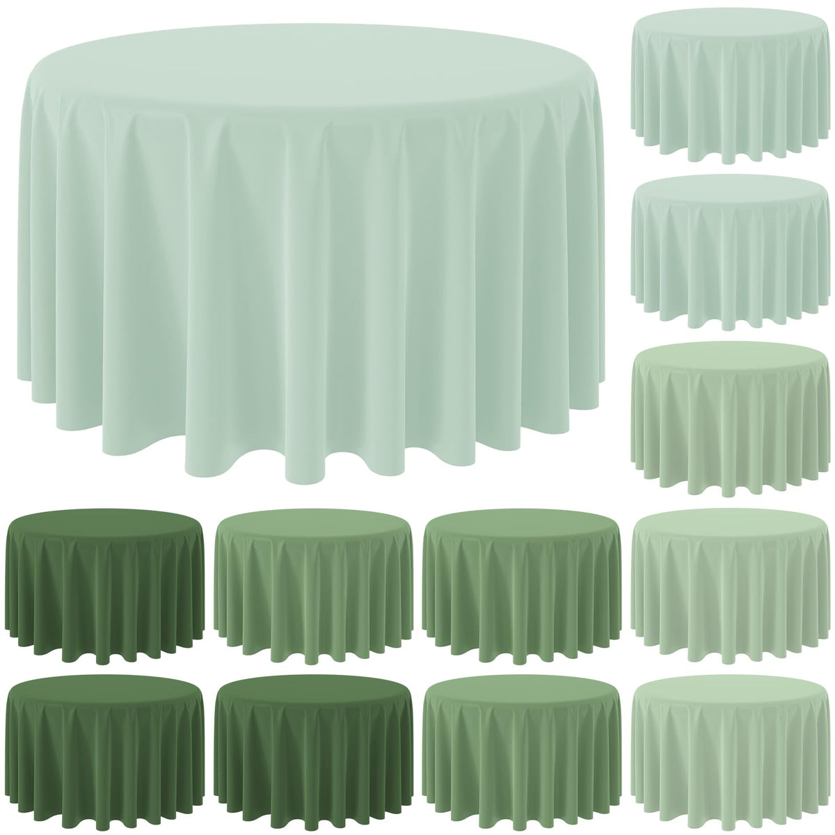 Hallswl sage green round tablecloth, 84 inches, waterproof and ideal for weddings or baby showers.
