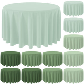 Hallswl sage green round tablecloth, 84 inches, waterproof and ideal for weddings or baby showers.