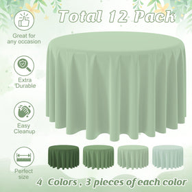 Hallswl sage-green round tablecloth, durable and waterproof for outdoor use.