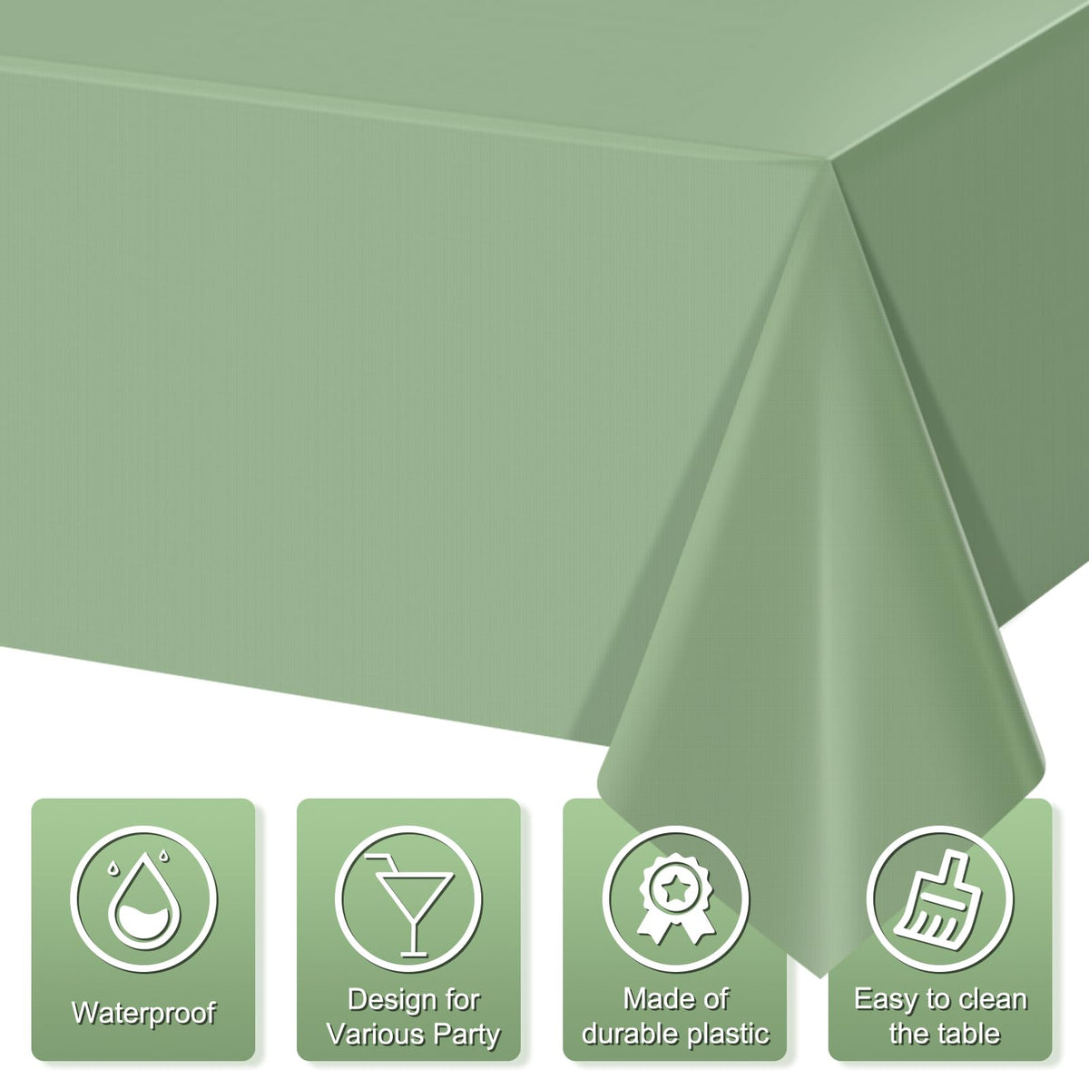 Hallswl sage green tablecloth close-up showing durable material