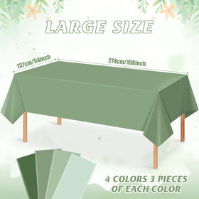 Hallswl 12-piece disposable tablecloths in green shades for events
