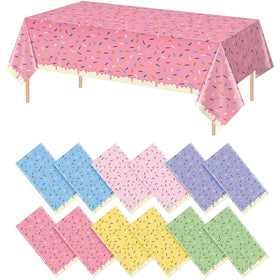 Hallswl sprinkle ice cream tablecloth with donut design for party decor