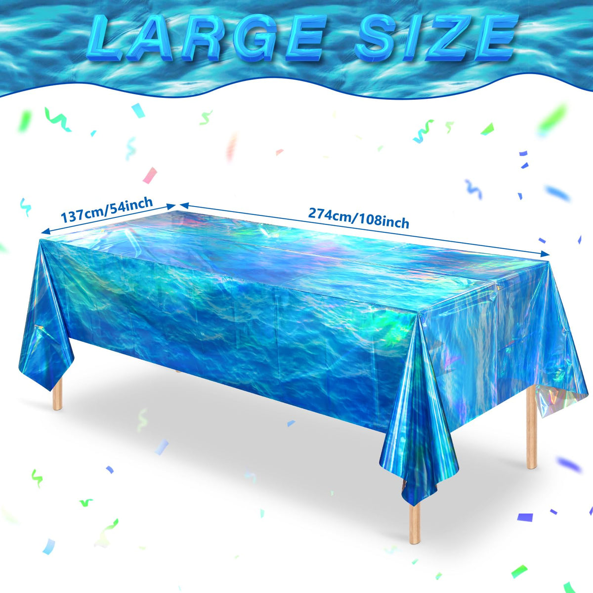 Hallswl under-the-sea tablecloth iridescent highlights sea-themed setup