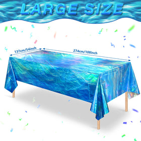 Hallswl under-the-sea tablecloth iridescent highlights sea-themed setup