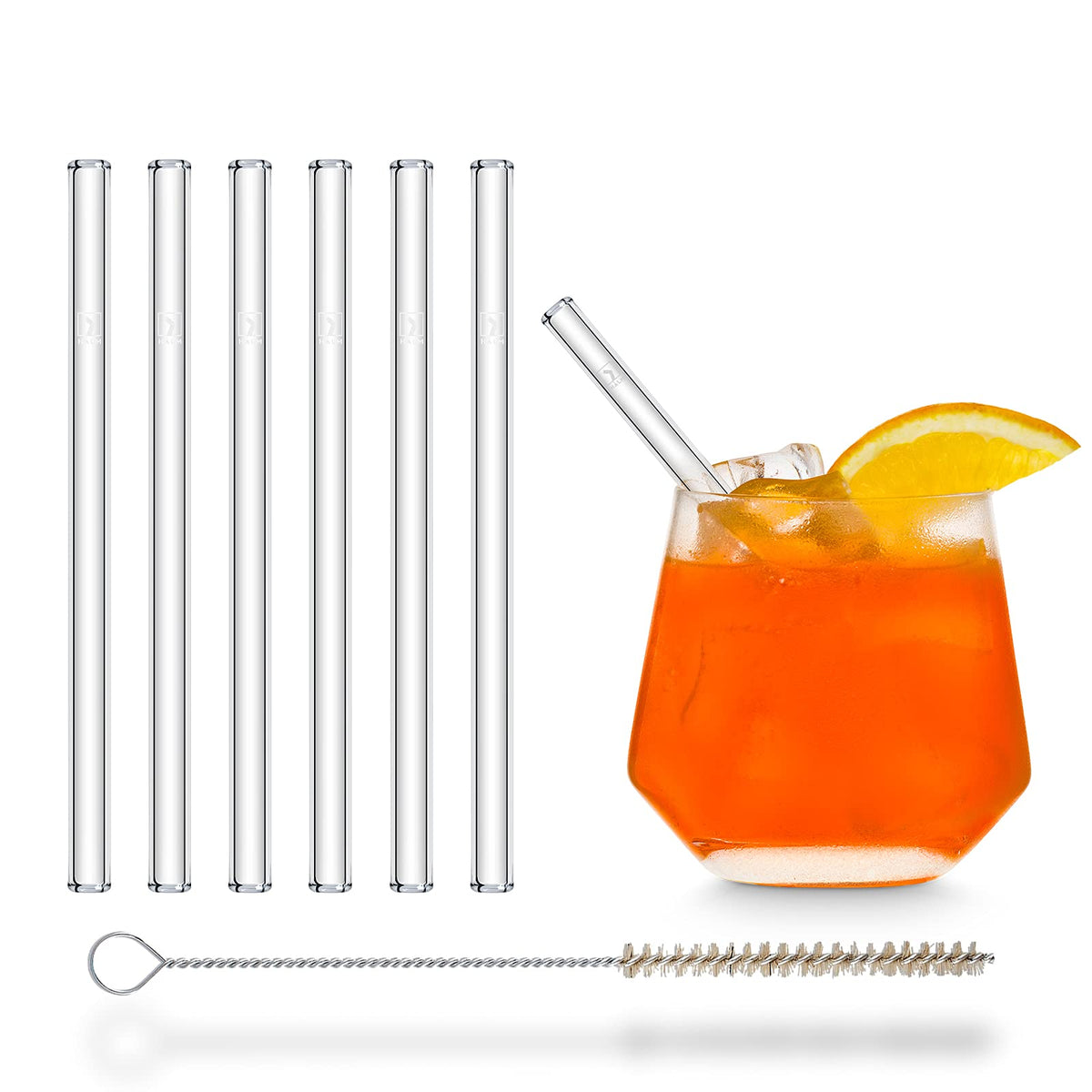 HALM glass straw 6-inch clear set for tumblers; taste-neutral drinking.
