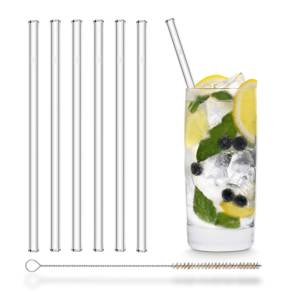 HÅLM glass straw 8-inch clear in a 6-pack for smoothies and cocktails with taste-neutral performance