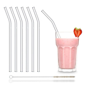 HALM glass straw 9-inch bent for smoothies in tall glasses, flavor-neutral