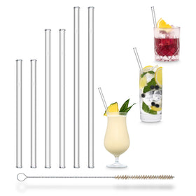 HALM glass straw 6-inch in a tall glass, flavor-neutral sip.