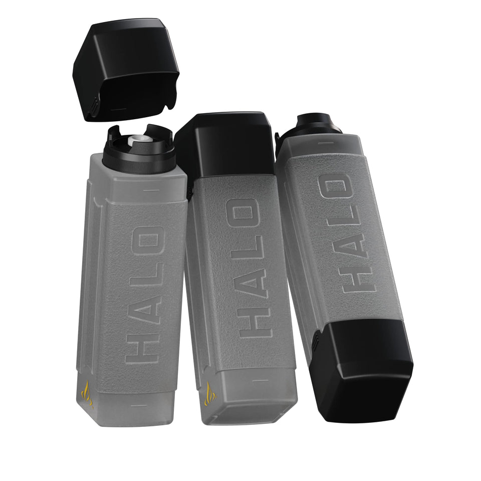 HALO Squeeze Bottles 27oz square design for stable, mess-free pouring of oils.