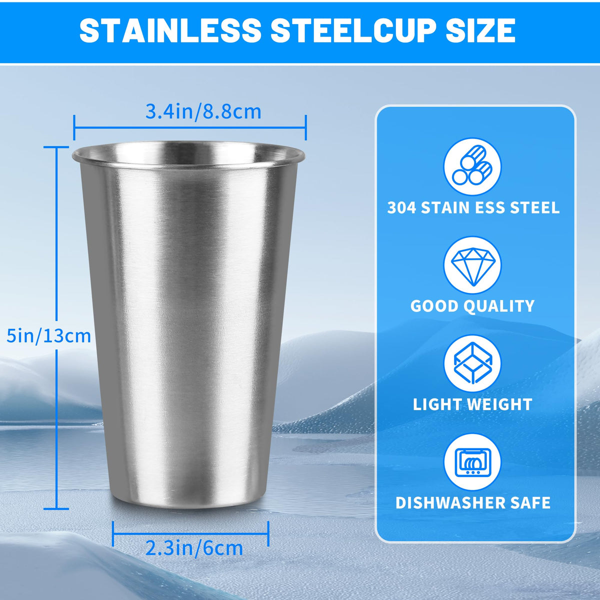 HAMILADUO stainless steel pint cup shatterproof ideal for camping