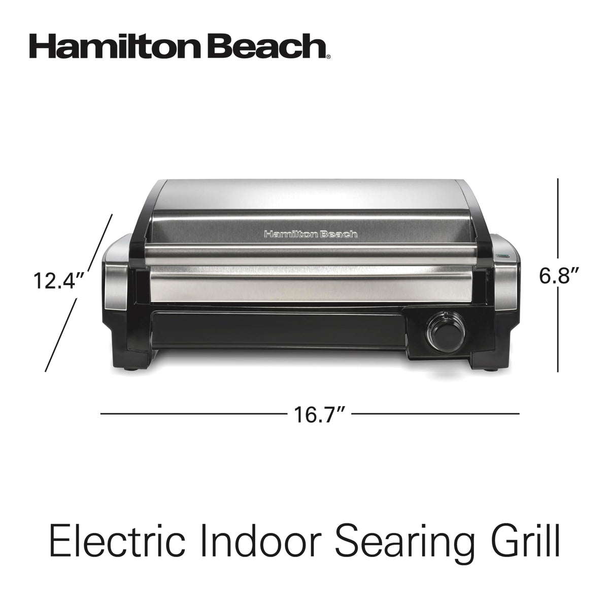 Hamilton Beach indoor grill serves six on a spacious 118 sq in surface.
