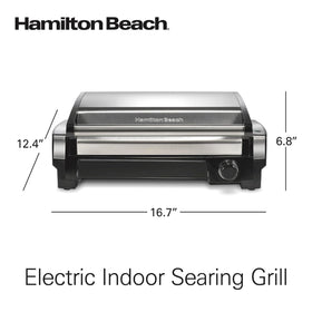 Hamilton Beach indoor grill serves six on a spacious 118 sq in surface.