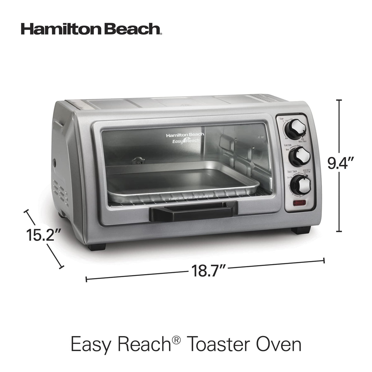 Hamilton Beach 12-inch pizza fits for quick family dinners.
