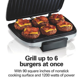 Hamilton Beach indoor grill delivers 1200 watts for quick weeknight meals.
