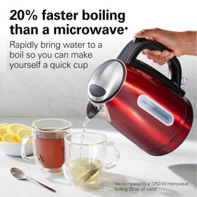 Hamilton Beach 1500W fast-boil performance saves time in busy mornings.