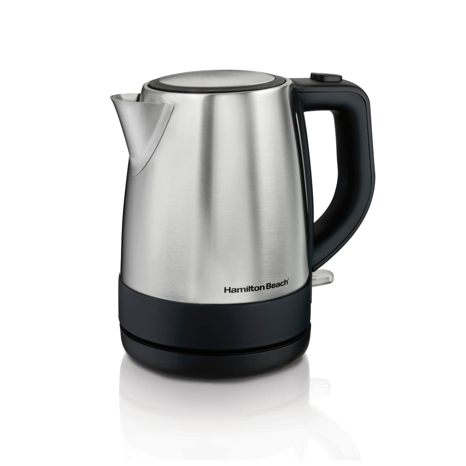 Hamilton Beach 1L electric kettle, top view, compact for small kitchens.