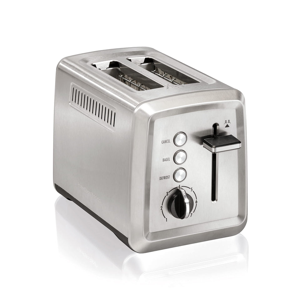Hamilton Beach 2-slice toaster with extra-wide slots eases thicker bread toasting.