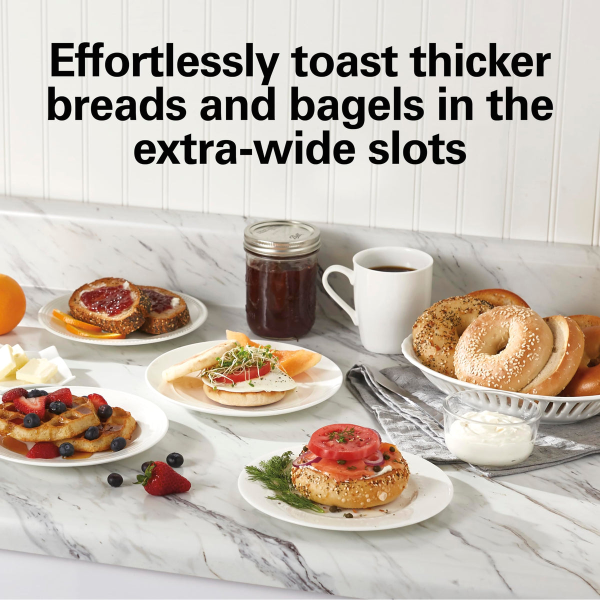 Hamilton Beach 22633 bagel setting toasts the cut side and warms the exterior