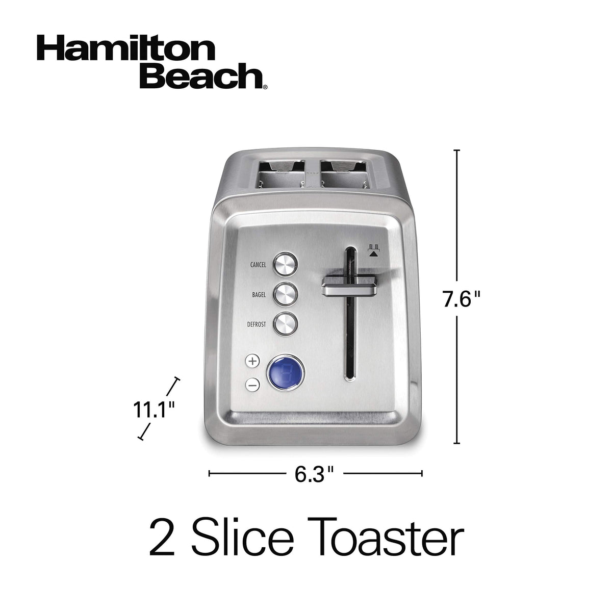Hamilton Beach 22796 slide-out-crumb-tray for quick cleanup after toasting.