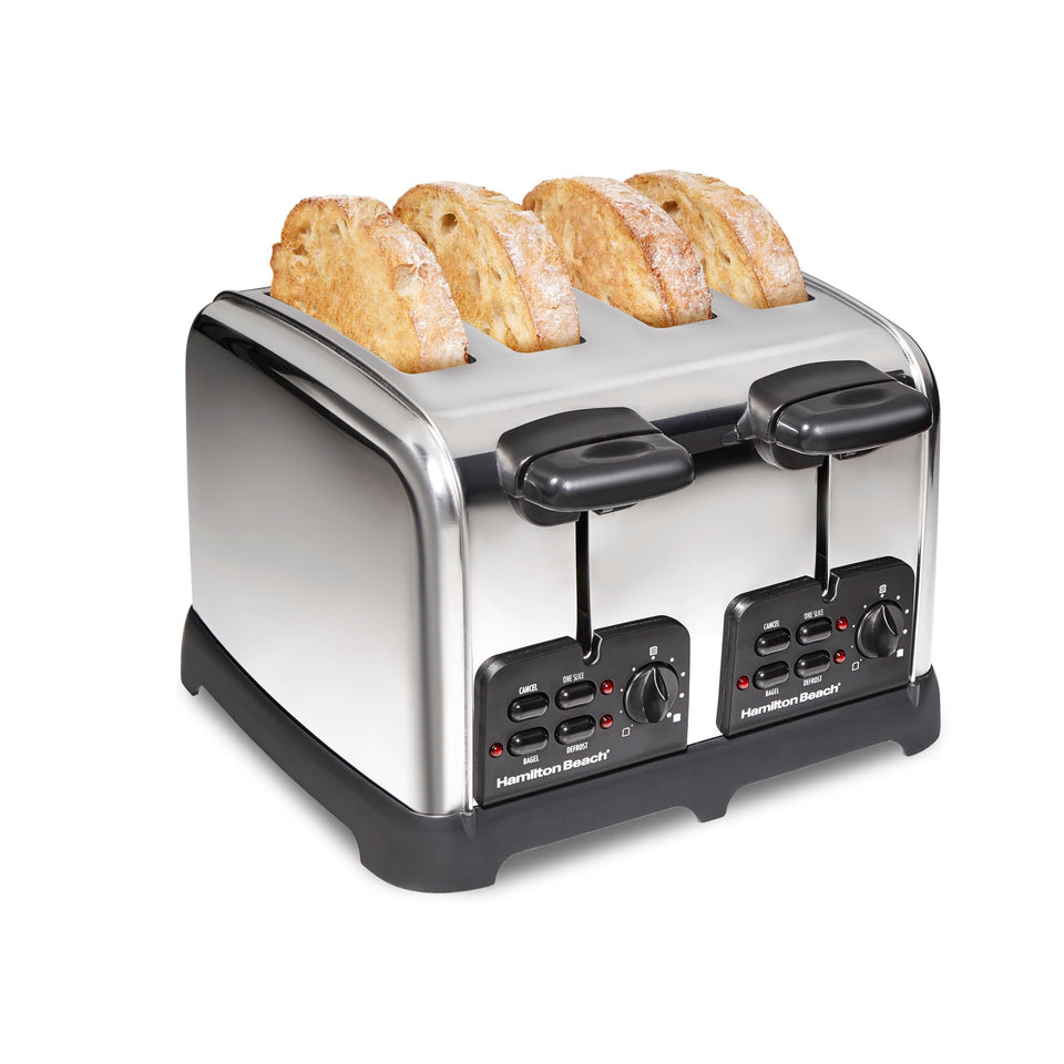 Hamilton Beach 24782 retro toaster with wide slots for thick slices and bagels.