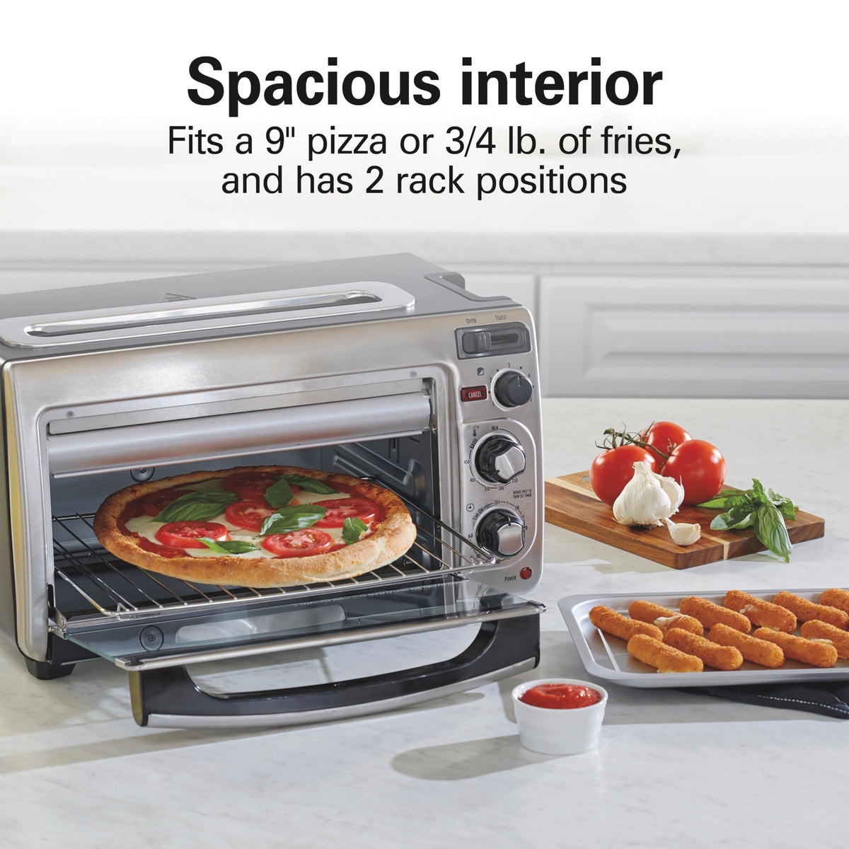 Hamilton Beach 31156-long-slot toaster-slot captures two regular slices or one long slice for fast toasting.