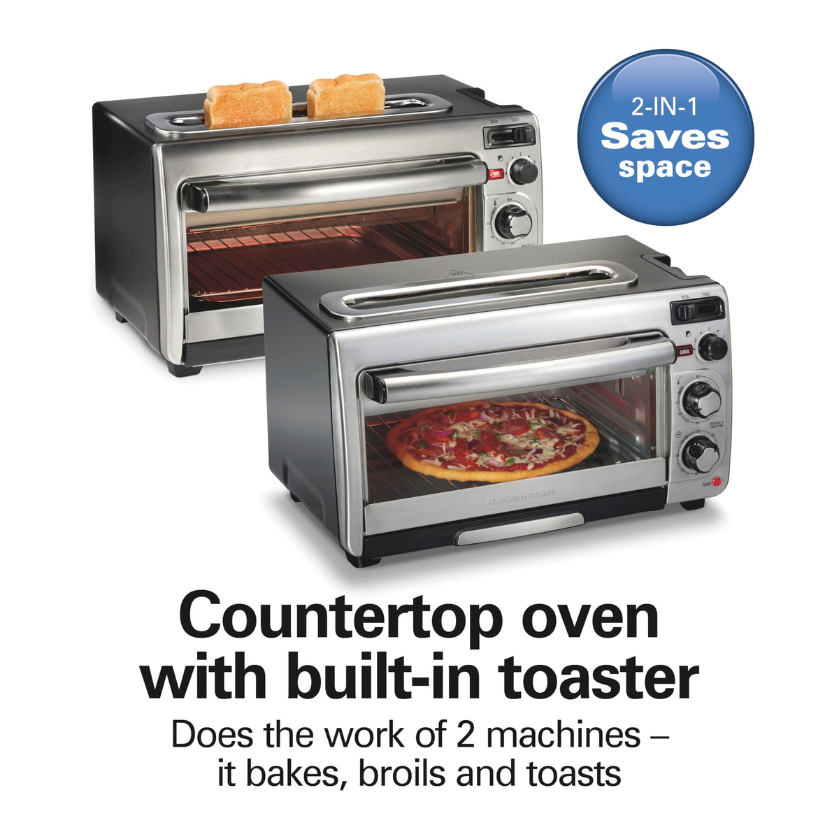 Hamilton Beach 31156 interior-space reveals 16.5 L capacity for versatile one-pan meals.