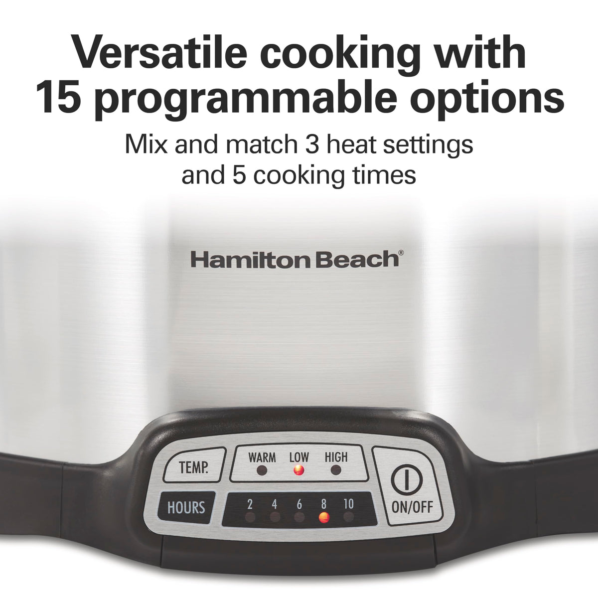 Hamilton Beach 33443 control panel demonstrates 15 programmable options