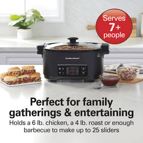 Hamilton Beach 33604 six-quart capacity ready for family-sized meals.