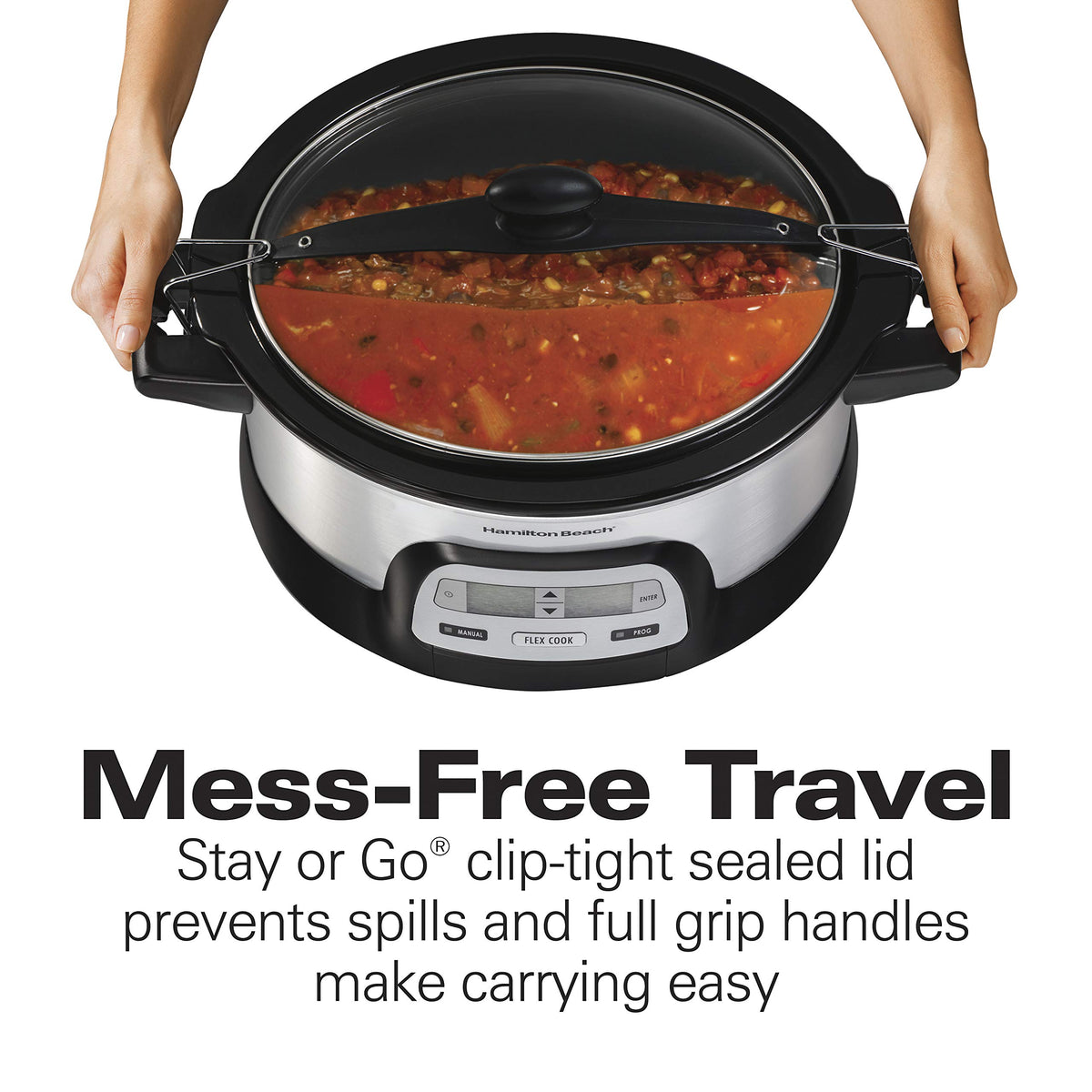 Hamilton Beach 33861 Full grip handles ease carrying from kitchen to table