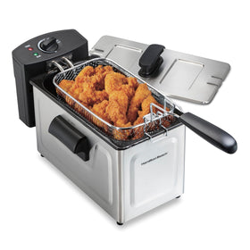 Hamilton Beach 35032 deep fryer on the counter ready for family meals.