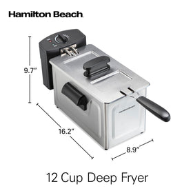 Hamilton Beach 35032 dishwasher-safe basket, lid, and tank for cleanup.
